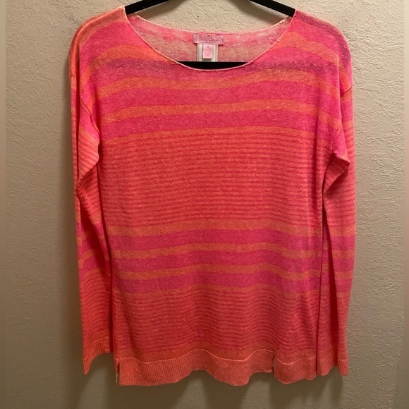 Lilly Pulitzer Pink Striped 100% Linen Boatneck Sweater Size XS - Picture 3 of 11